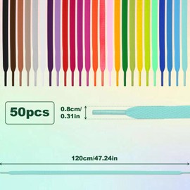 UILYNIU 25 Pairs Colored Shoe Laces Flat Shoelaces,Durable Replacement for Athletic Shoe Laces, Multipack Shoestrings for Sneakers Skate Shoe Laces Boots Sport Shoes,120cm/47inch (25 Colors)