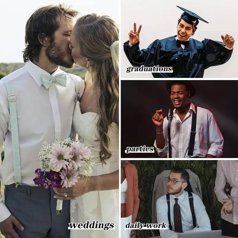 Boolavard® TM Braces/Suspenders One Size Fully Adjustable Y Shaped With