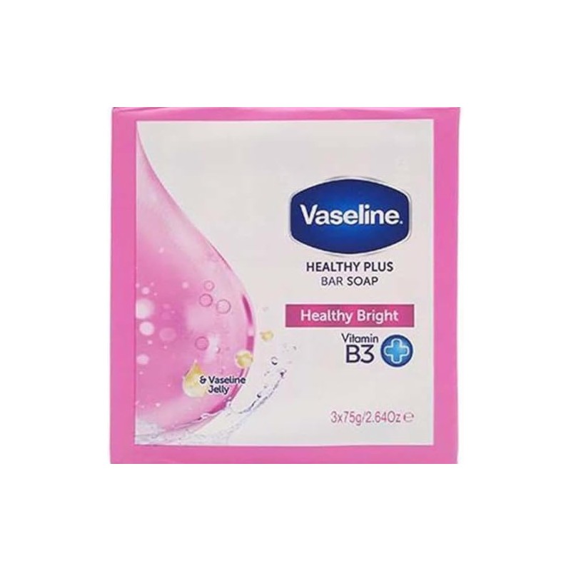 Vaseline Healthy Plus Bar Soap, Healthy Bright, 75g, 3-Pack