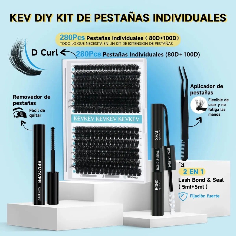Kev Kit De Extensiones De Pestañas 3d Volumen Con Accesorios