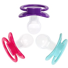 CutiePlusU Adult Size Dummy - Large Teat Shield 3 Paci Pack - Turquoise/Purple/Roes