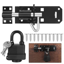 Aoyfuwell Gate Bolt Lock Garden Shed Door Lock Latch, Shed Locks Heavy Duty Bolts for External Doors, Sliding Gate Bolt Sliding Latch, Gate Locks for Wooden Gates Garden, with Padlock