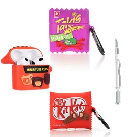 (3Pack) Case for AirPods 3rd Generation with Cleaning kit, XMBYGY Cute Skin Design Silicone Cartoon Charging Case Protective Covers with Keychain for AirPods 3 Earbuds (R+K+T)