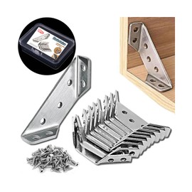 Furniture Corner Connector, 20PCS Corner Brackets for Wood,Shelf Corner Braces Hardware,Metal Angle Bracket,Universal Stainless Steel Connector Brackets,L Bracket,Support Table,Shelves,Cabinet