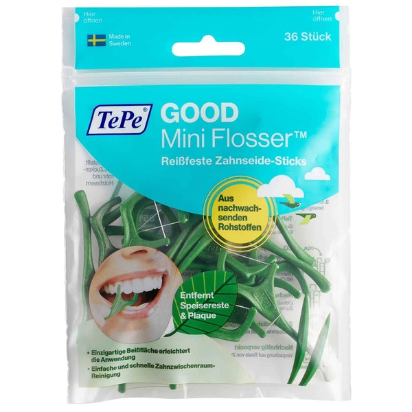 Tepe Good Mini Flosser, Dental Floss Stick, Pack of 6 (6 x 36 Pieces)