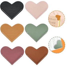 Canollo 6 Stück Leder Herz Lesezeichen, Ecke Seite Buch Marks, Niedlich handgemachte Lesezeichen, Buch Lesen Zubehör für Book Lovers, Geschenke für Buchliebhaber (6 Farben)