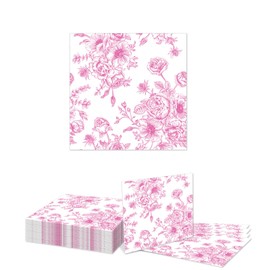 GlamRays Pack of 20 Pink Floral Napkins Party Accessories for Birthday Wedding Flowers Napkins Flower Meadow Napkins Garden Party Table Decoration 33 x 33 cm