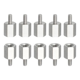 PATIKIL Standoff Screws, 10pcs M2x4mm Male to M2.5x6mm Female 304 Stainless Steel Thread Reducing Hex Standoff Spacer Screw Nuts Thread Adapters Reducer Extender Conversion Fasteners