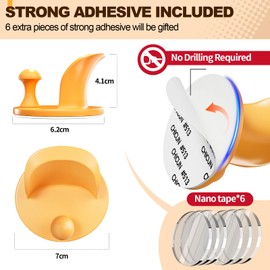 PHIXBEAR Bag Hanger, Adhesive Handbag Hanger - Arc Design: No Damage to The Bag, 4 Pack, No Drilling, for Handbags & Purses - Minimalist Orange, Includes 6 Extra Nano Adhesive Pads