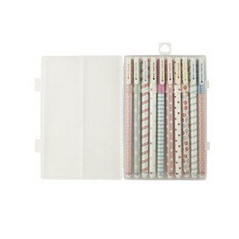 Emartbuy Pack of 10 Smooth Writing Gel Pens Fineliner Multi Colors Printed Designs Colorful Gel Ink Fine Tip Box Packed - Set 3