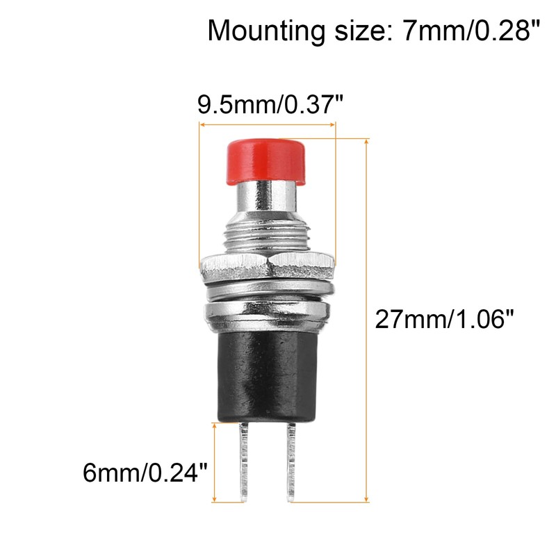 sourcing map 20 Pcs 1A 250V AC 7mm Mini Momentary
