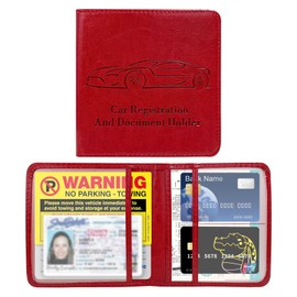 Yourkar Car Registration & Insurance Card Holder, Waterproof Leather Vehicle Glove Box Organizer with Magnetic Shut, Vehicle Wallet Accessories Case for Cards Document Driver License (Red)