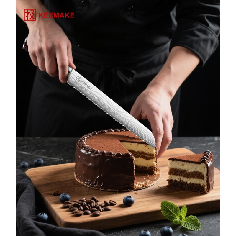 KEEMAKE Serrated Bread Knife 8-inch Ultra Sharp High Carbon Stainless