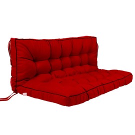 rlosqvee Outside Benches Cushion with Backrest, Thicken Waterproof Swing Cushions 2/3 Seater Replacement, Porch Swing Cushions Outdoor (Red, 63"x40")