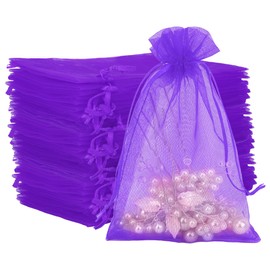 Organza Bags, Organza Bags 4x6, Party Favor Bags with Drawstring, Jewelry Bags, Mesh Bag, Favor Gift, 100Pcs Gift Bag for Wedding Favors, Festival, Makeup, Soaps, Wrapping Supplie, Candy bags --Purple