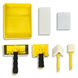 Paint Edger Tool Kit, 9 Inch Paint Pad Set, 7 PCS Paint Edger with Trim, Touch-Up Pad,Corner Wall and Ceiling Pad Painter,360° Rotation Handle Paint Edger Trimmer with Refill Pads