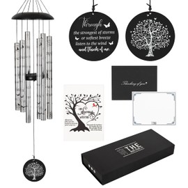 The Wind Chime CO Deep Tone Sympathy Wind Chime with 6 Andonized Aluminum Tubes Tuned Soothing Melody, Memorial Wind Chimes for Outside Decoration (Patio, Graden, Yard) 40"