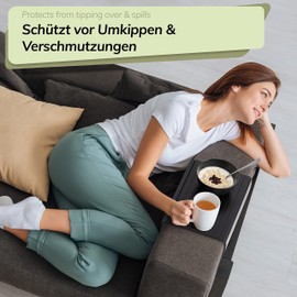 BAM BOO BOX Bamboo Sofa Tray - Couch Tray Flexible - Sofa Tray Armrest - Sofa Tray Wood - Sofa Tray Armrest - Armrest Tray - Tray for Sofa and Couch - Black