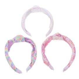 FRCOLOR 3pcs Wide Sequin Headbands for Women and Comfortable Knotted Hairbands with Mermaid Inspired Glitter Design Stylish Vintage Hair Accessories for Parties and Everyday Wear