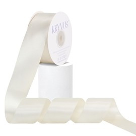 Kryvus Antique White Satin Ribbon, Double Faced 1-1/2 Inch X 25 Yards Antique White Ribbon, Premium Satin Ribbon for Gift Wrapping, Crafts, Hair Bow Making, Sewing, Flower Bouquet, Wedding Party Decor