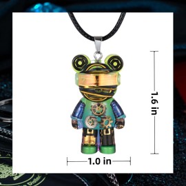Fynvrona Unique Bear Necklace - Handcrafted Original Design Pendant - Perfect Steampunk Jewelry Gift for Men & Women in Elegant Box (Neon Turquoise)