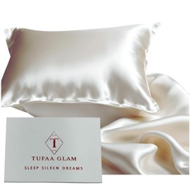 TUFAA GLAM Premium Pure Silk Pillowcase (Ivory)