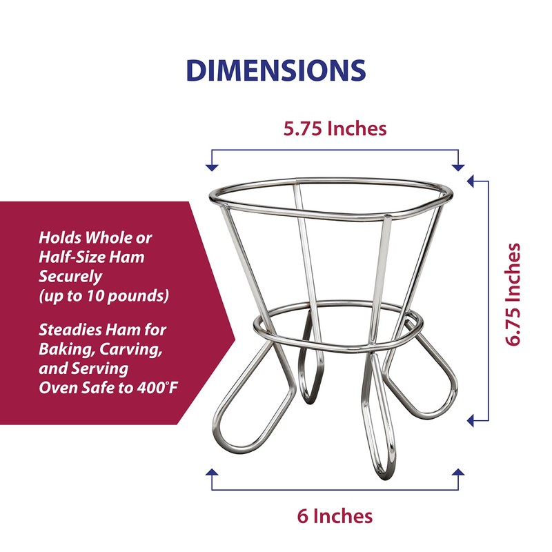 HIC Kitchen Roasting Wire Spiral Ham Roasting Rack, Chrome-Plated Steel,