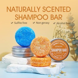 LIYALAN Champú Sólido En Barra Para El Cabello (Paquete De 2) Con Romero Y Jazmín, Champú De Limpieza Profunda Para Cabello Fino Y Graso.