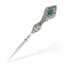 Vintage Embroidery Awl, Sewing Awl European Handle Scratch Awl for Leather Punch Stitching DIY Craft (Silver)