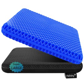 Helishy Gel Seat Cushion, Super Large (19x18x1.6inch) Gel Cushion Chair Pads with Non-Slip Cover for Home Office Car Seat Wheelchair, Soft Breathable Honeycomb Seat Cushion for Relieve Hip Pain