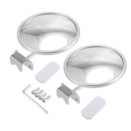 Partuto 1 Pair Universal Blind Spot Car Mirrors - Car - Plastic Silver Tone