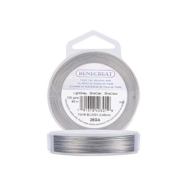 BENECREAT 300-Feet 0.018inch/0.46mm Tiger Tail Beading Wire 7-Strand Bead Stringing