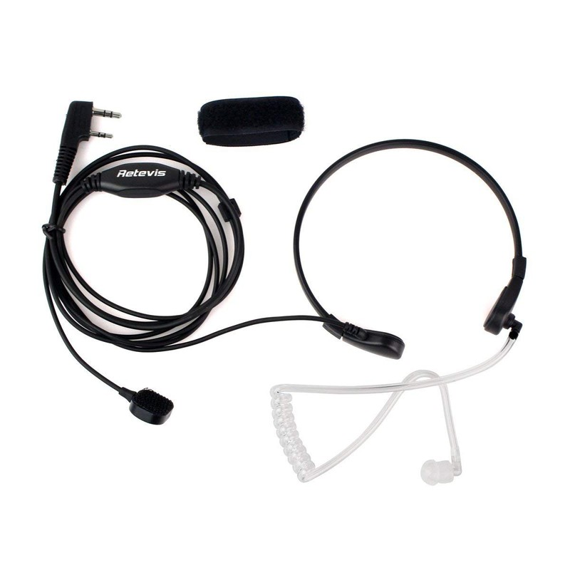 Retevis Walkie Talkie Throat Mic Headset 2 Pin Headset Earpiece