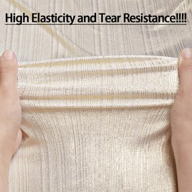 Champagne Rib Knit Fabric by The Yard — 60 Inch Stretchy Metallic, 5 Yards