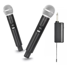 SM58 Microfonos Inalambricos 2 de Mano Dinamico UHF con Receptor 50m Rango para DJ Karaoke en Hogar Cantar Grabación de Vídeo de Conferencias, Entrevi