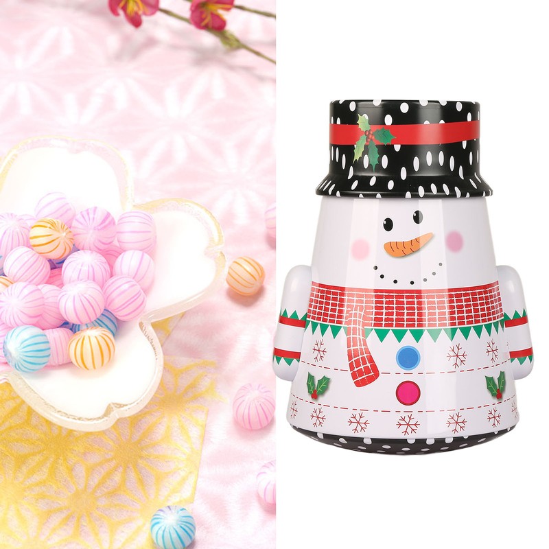 Christmas Candy Iron Box Roly Poly Design Santa Claus Snowman