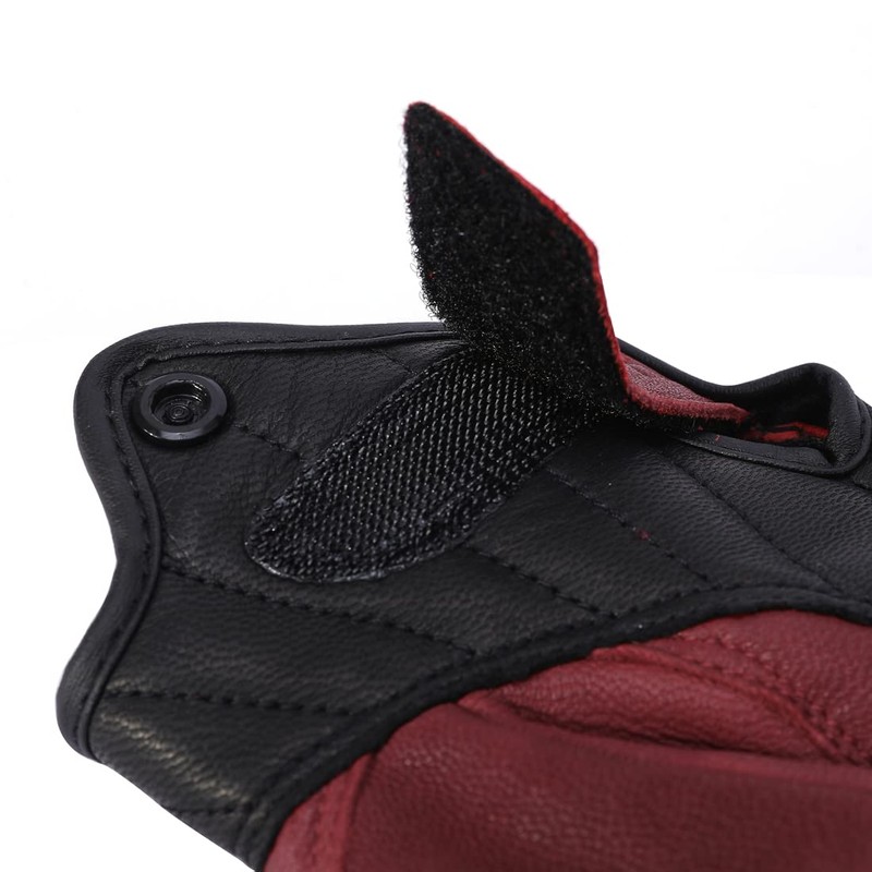 Harssidanzar Mens Fingerless Half Finger Goatskin Leather Motorcycle Gloves GM037,Oxblood/Black,