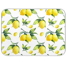Tropical Lemon Leaves Dish Drying Mat 16x18 for Kitchen Lemon Yellow Lime Tree Dishes Pad Dish Drainer Rack Mats Absorbent Fast Dry Kitchen Accessories