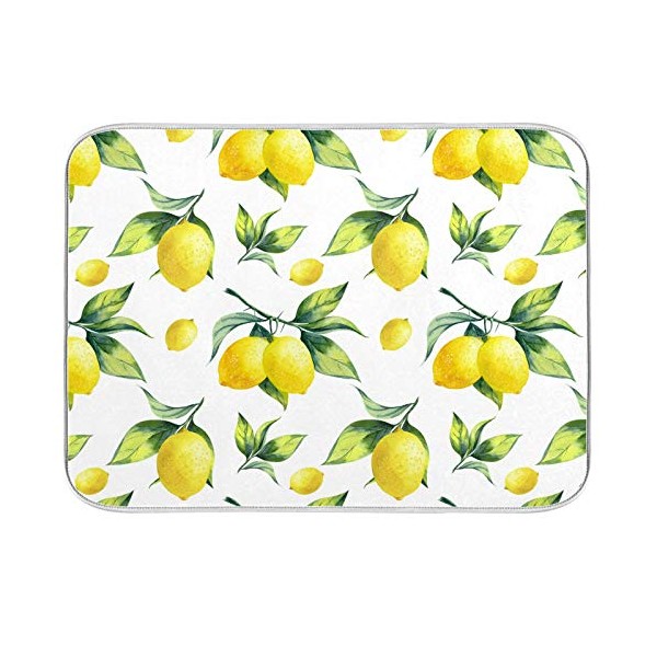 Tropical Lemon Leaves Dish Drying Mat 16x18 for Kitchen Lemon
