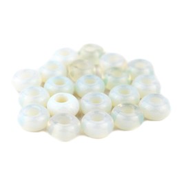 TheBeadChest Opalite Moon Beads 14mm, Set of 20 White Round Glass Large Hole