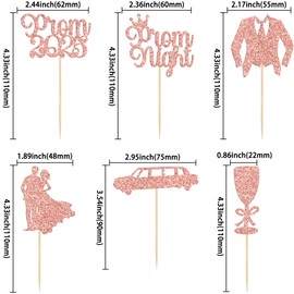 Gyufise 24Pcs Prom Cupcake Topper - Class of 2024 Rose Gold Graduation & Prom Decorations