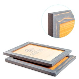 Rustic Wooden Picture Frames 4x6 - Set of 2-100% Natural Eco Solid Wood and High Definition Real Glass for Tabletop and Wall Mounting Photo Frame - Grey