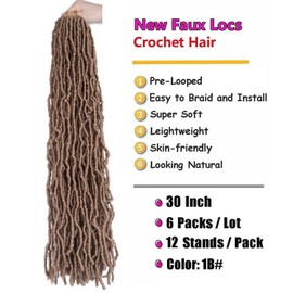30 Inch Soft Locs Crochet Hair 6 Packs Faux Locs Crochet Hair for Black Women for Butterfly Locs Hair (30 Inch (Pack of 6), 27#)