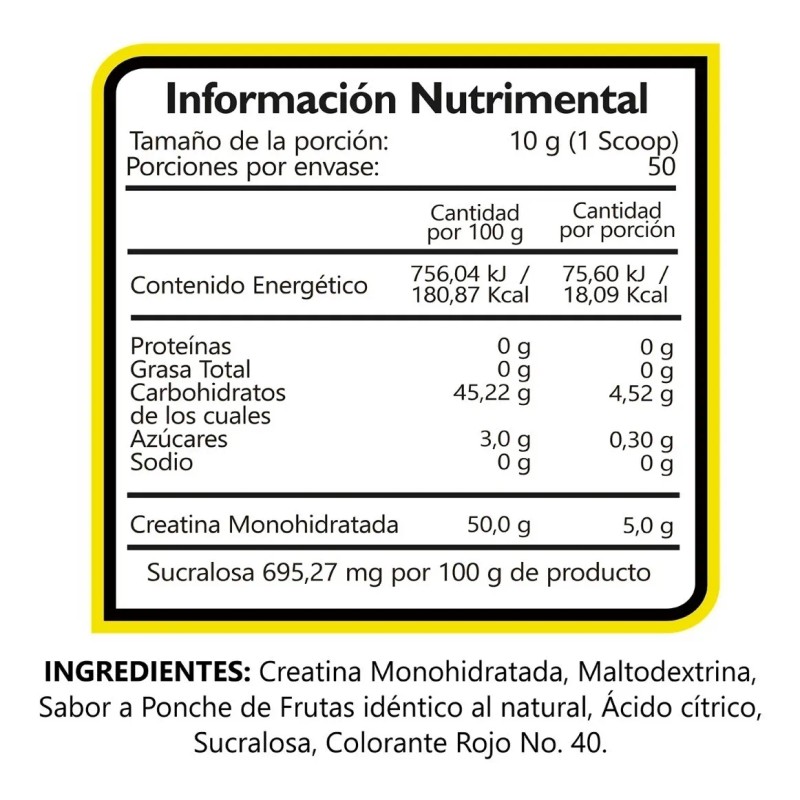 Bhp Ultra Creatina Monohidratada 500 Gr 100 Servicios Sabor Ponche
