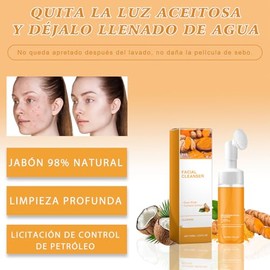 Set de Bao y spa Corporal,Turmeric Wash and Care 3 Piece Set,Turmeric Face Wash with Brush,Almohadillas exfoliantes,Es Adecuado Para Todo Tipo De...  