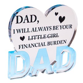 Muswarm Father's Day Ideas Gift - Gift for Dad from Son and Daughter,Acrylic Heart Shaped Plaque Carving Decor,Father's Day and Birthday Creative Gift,Father Signs