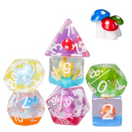 UDIXI 7-Die Mushroom D&D Dice Set, Resin DND Dice Set RPG Polyhedral Dice for Dungeons and Dragons Role Playing Games and Other Tabletop Games (Colorful)