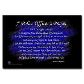 BrotherhoodProducts A Police Officer's Prayer Black and Blue 8x12 Metal Sign