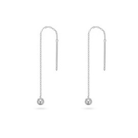 Threader Bead Tassel Drop Earrings for Women Girls S925 Sterling Silver 2mm Tiny Ball Long Chain Dangle Minimalism Ear Piercing Studs Jewelry Hypoallergenic Fashion Gifts Xmas Birthday (4.5mm, Silver)