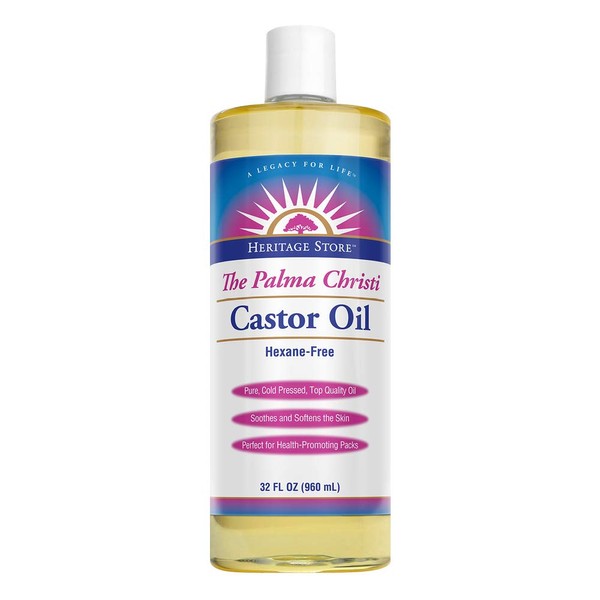 Heritage Store Castor Oil, Cold Pressed | Rich Hydration for Vibrant Hair & Skin, Bold Lashes & Brows, Hexane Free, 32oz